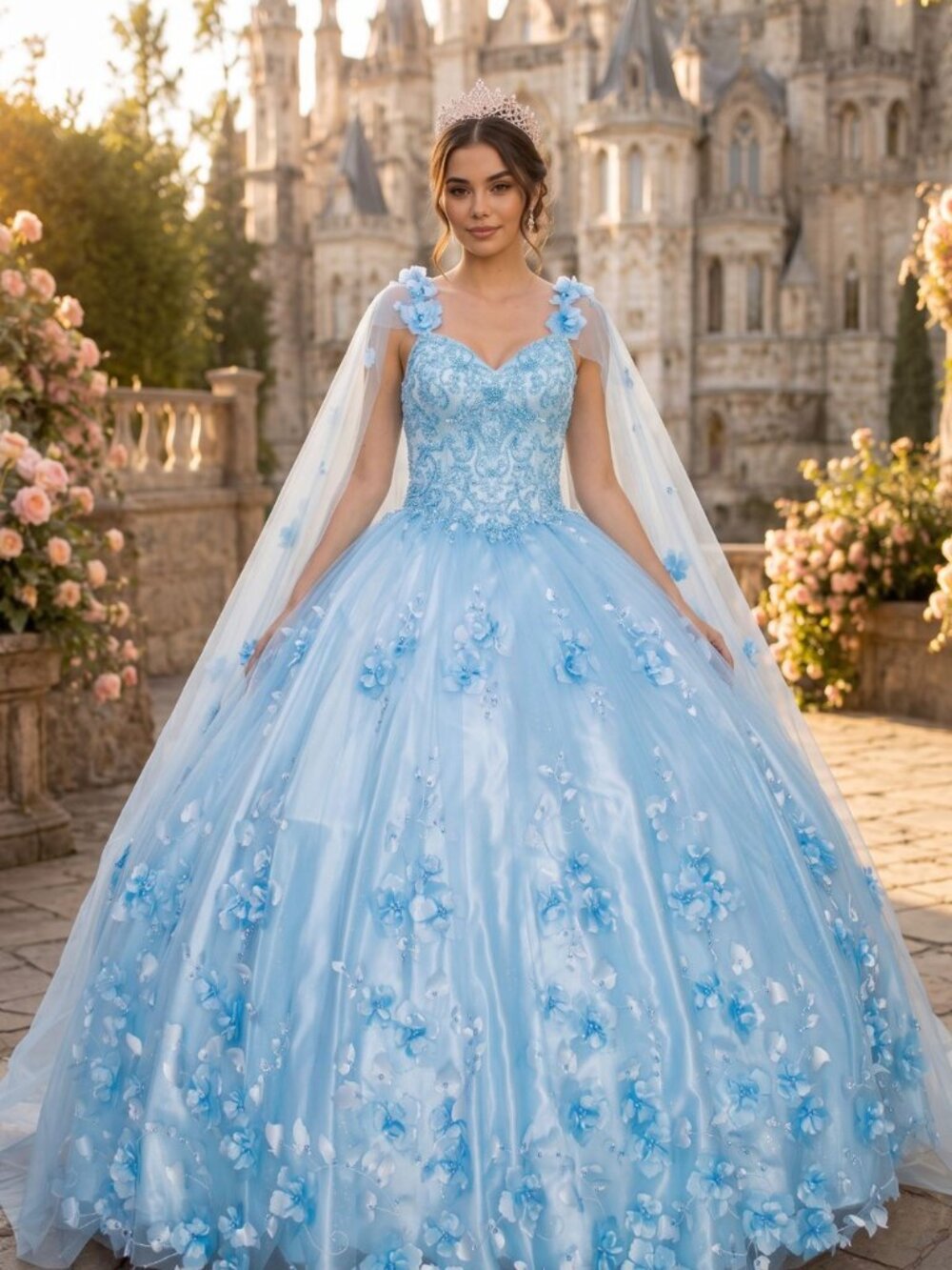 NEW BLUE Tulle & Beaded Sweetheart Evening Gown Floor Length Embellished 8030J